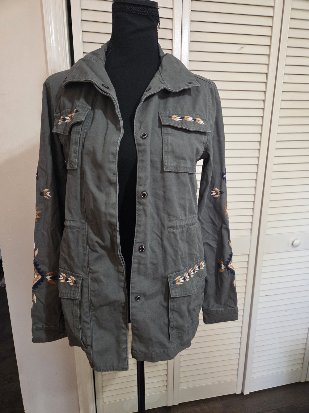 DRIFTWOOD Olive Utility Jacket with Navy & Tan Embroidery